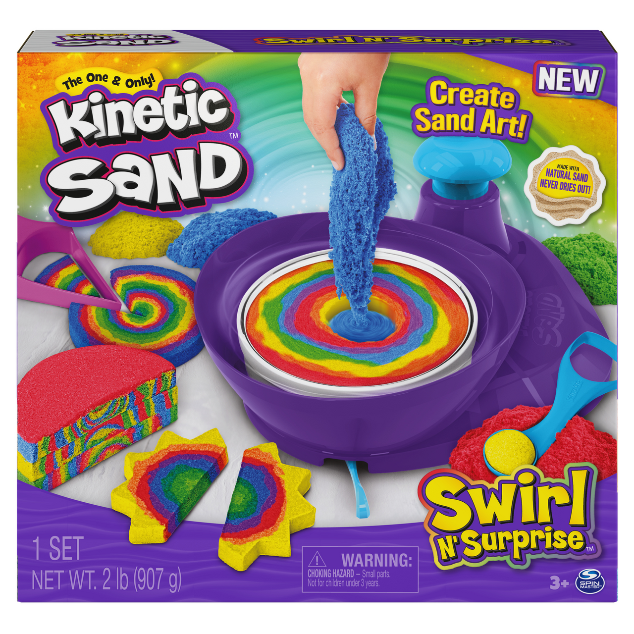 SPIN MASTER Kinetic Sand/Kinetický písek, duhový kolotoč 3+ 1 set