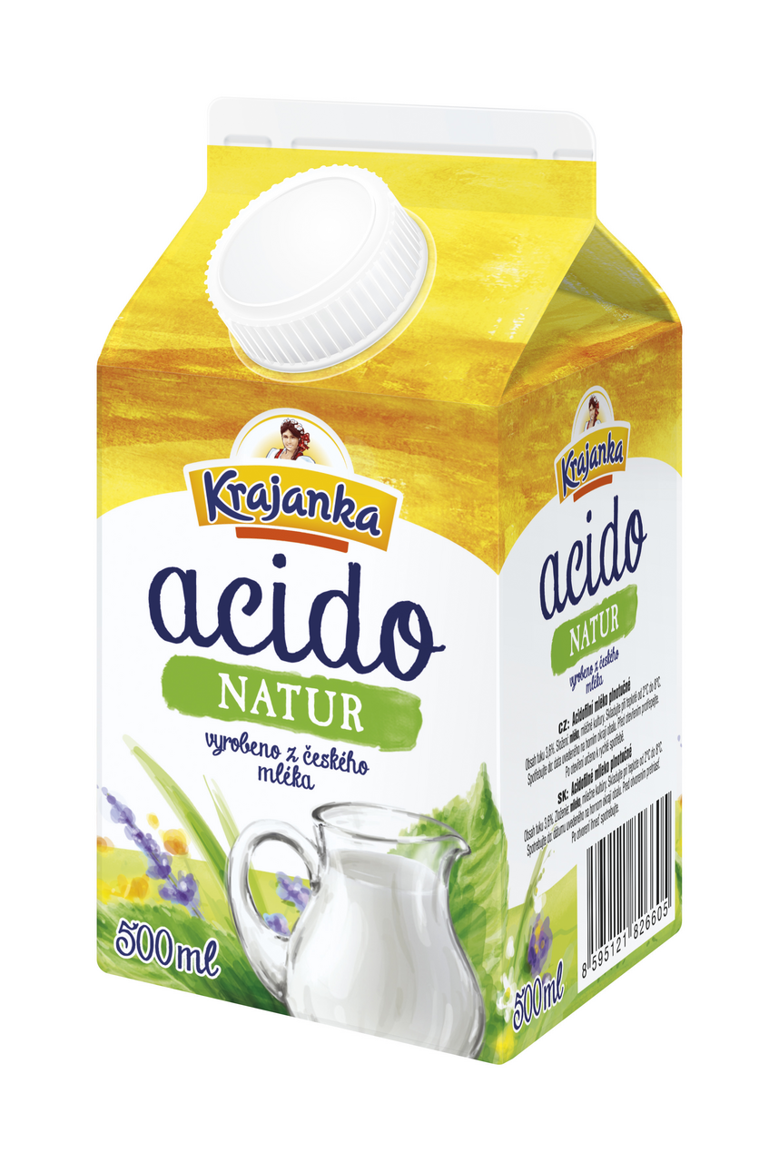 Krajanka Acidofilní mléko Natural 3,6 % chlaz. 500 ml