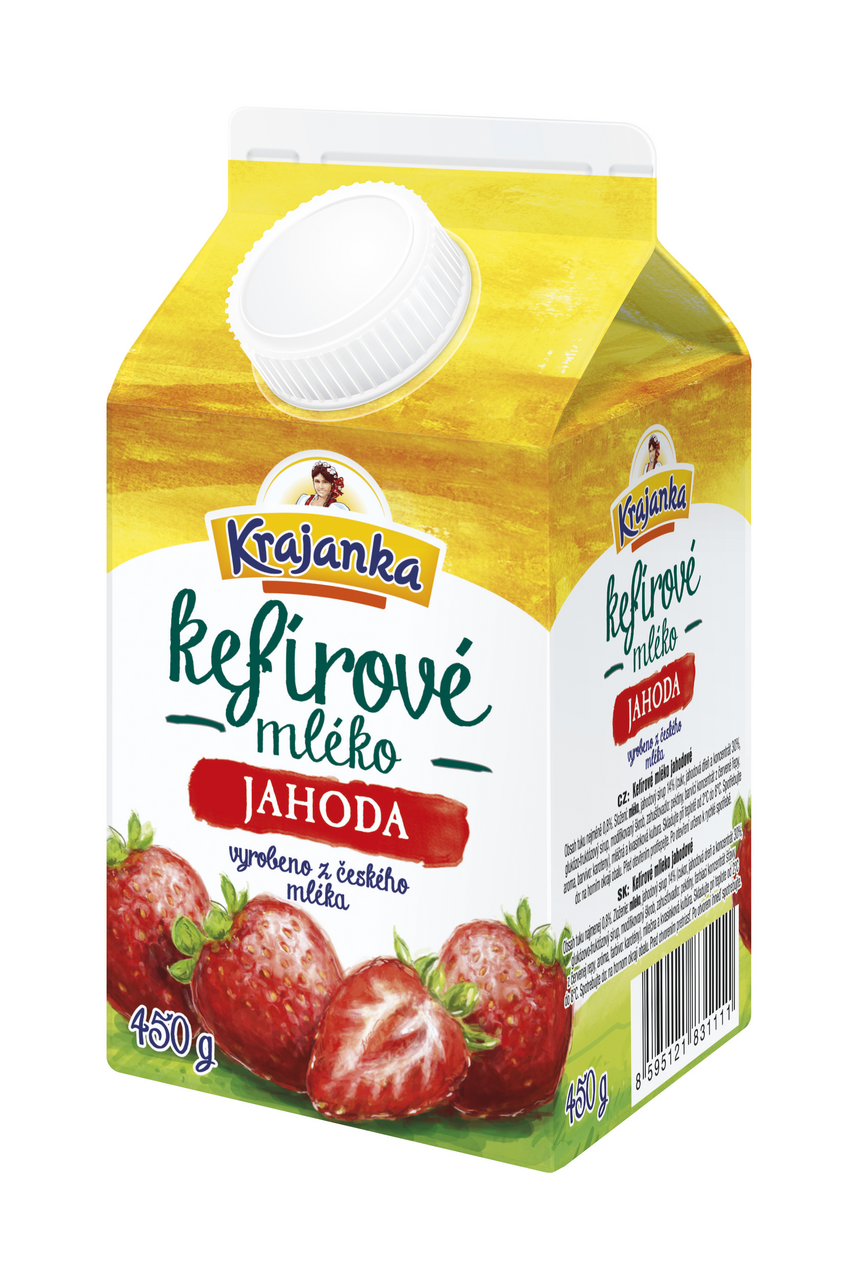 Krajanka Mléko kefírové 0,8 % jahoda chlaz. 450 g