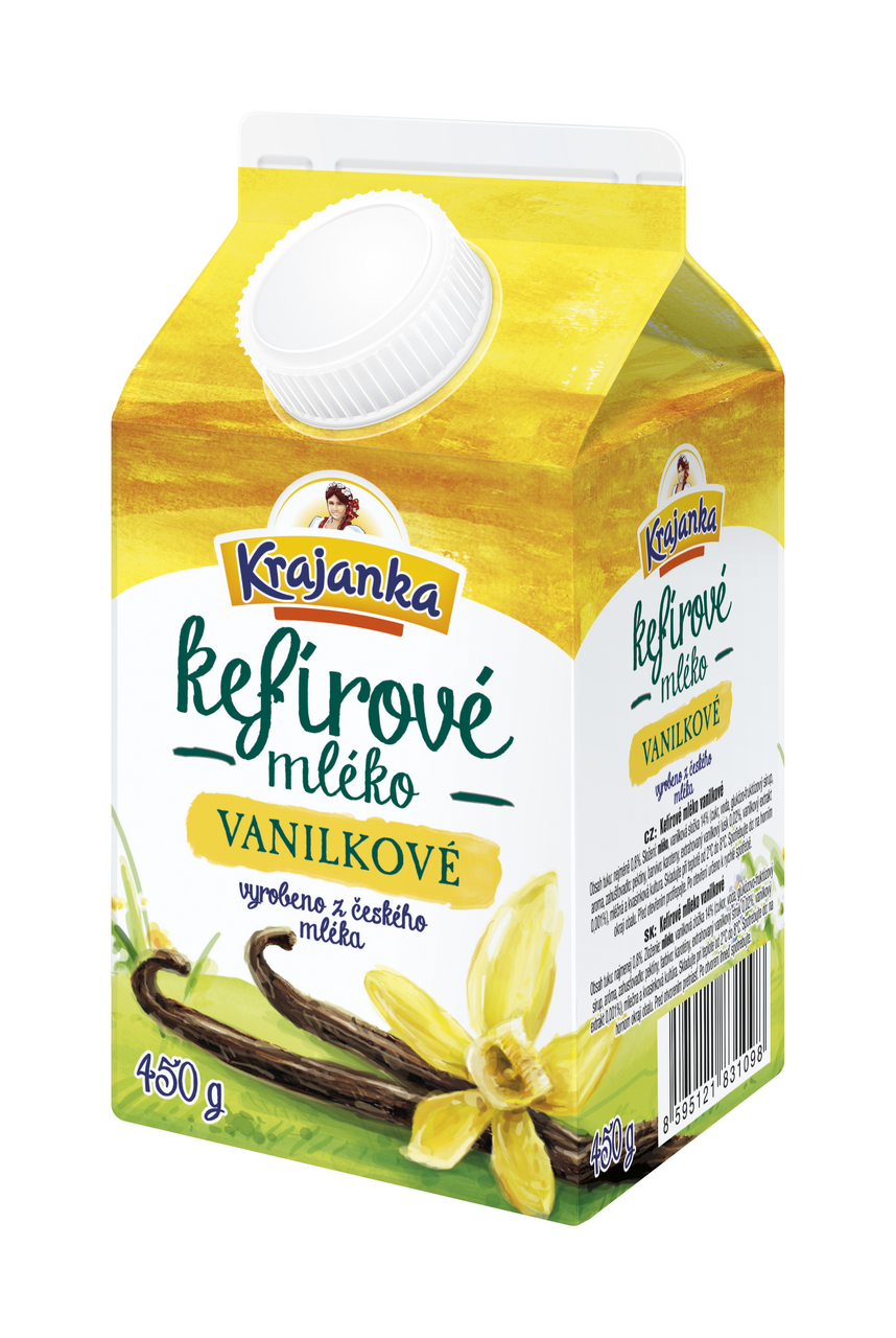 Krajanka Mléko kefírové 0,8 % vanilka chlaz. 450 g