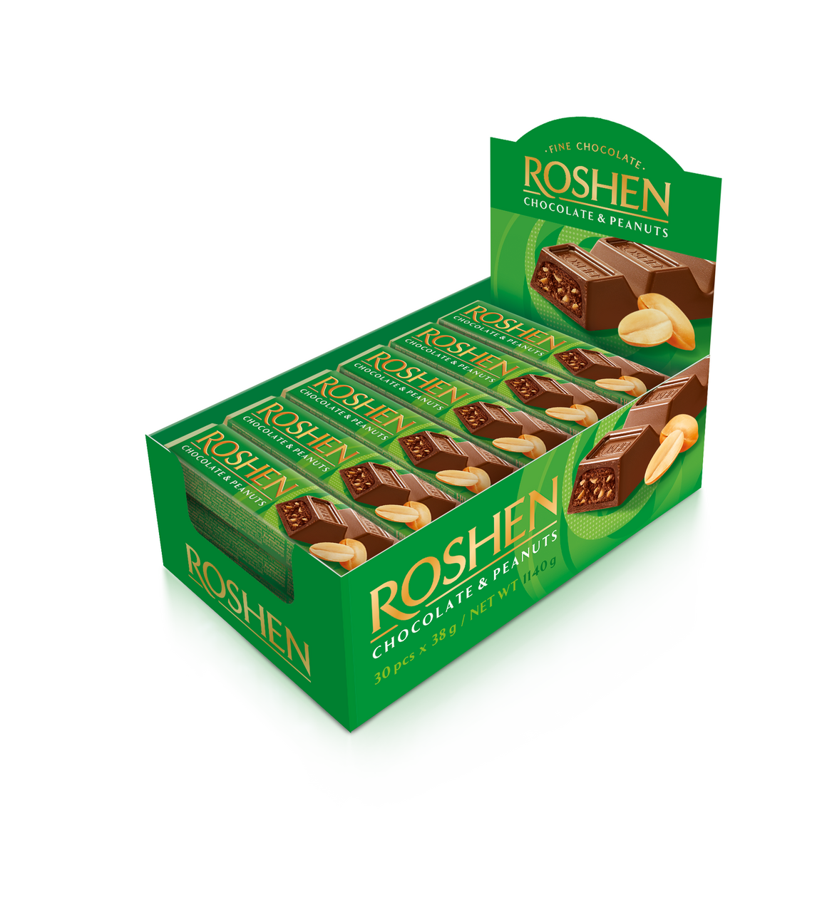 Roshen Čokoládová tyčinka s arašídy 30 x 38 g