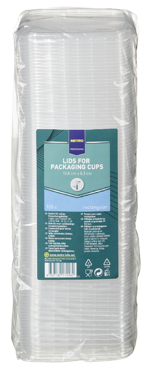 METRO PROFESSIONAL Víčko na obdelníkovou misku polypropylen 100 ks