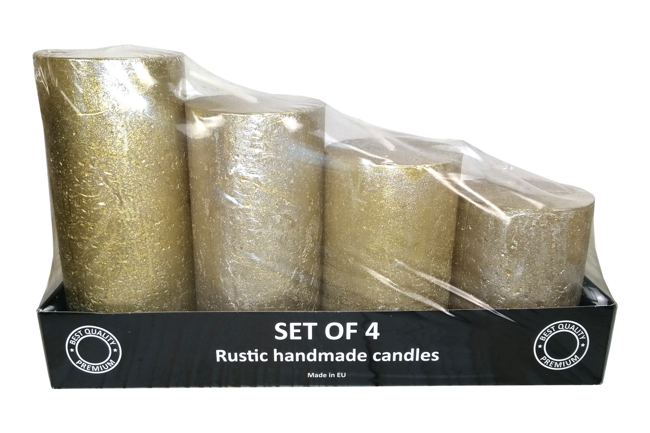 Svíčky adventní 6 x 8/10/12/14 cm stříbrné / zlaté 4 ks