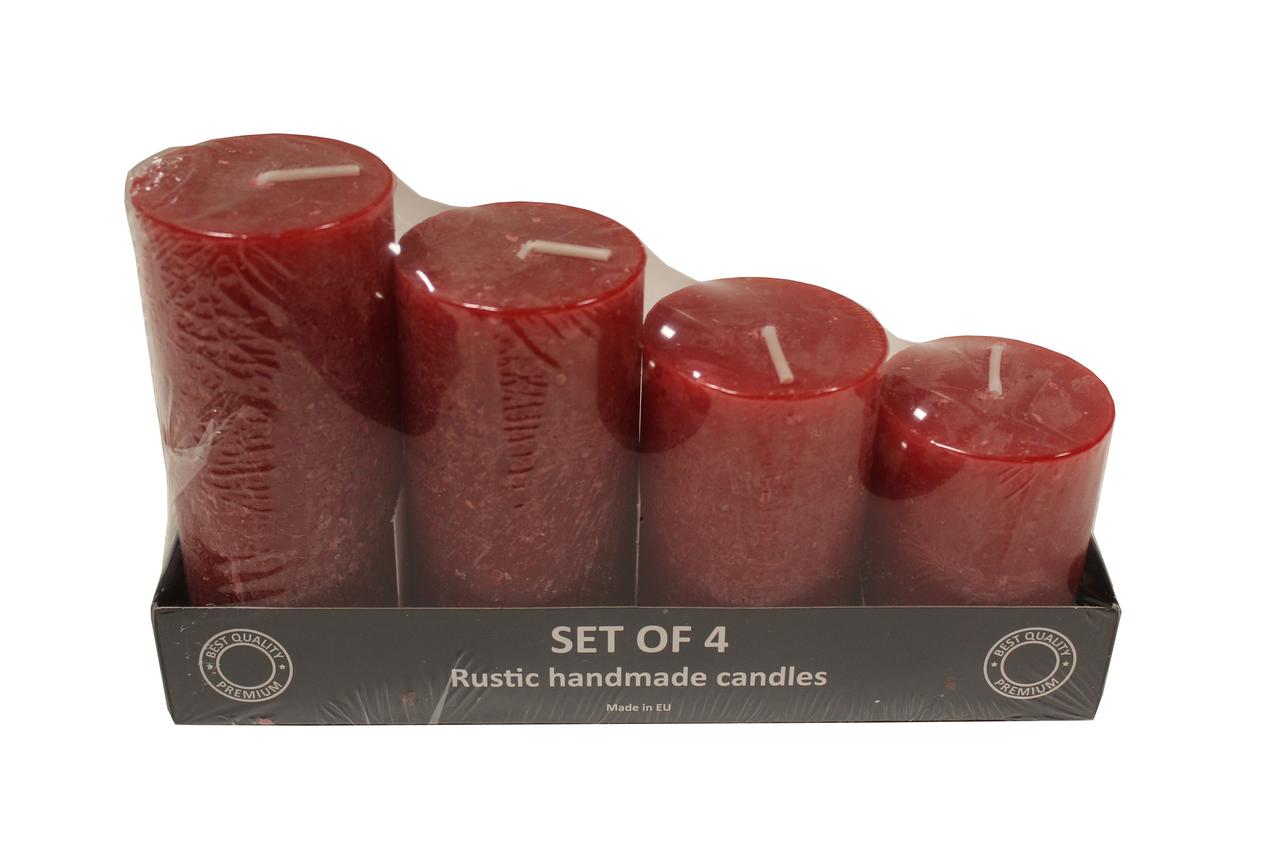 Svíčky adventní 6 x 8/10/12/14 cm červené / bílé 4 ks