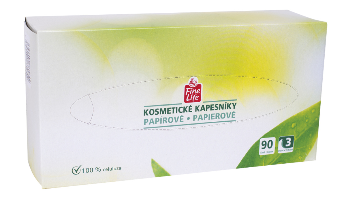 Fine Life Kapesníky papírové 3vrstvé 90 ks box
