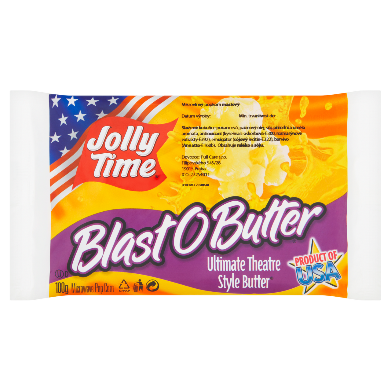 Jolly Time Popcorn Máslo 100G