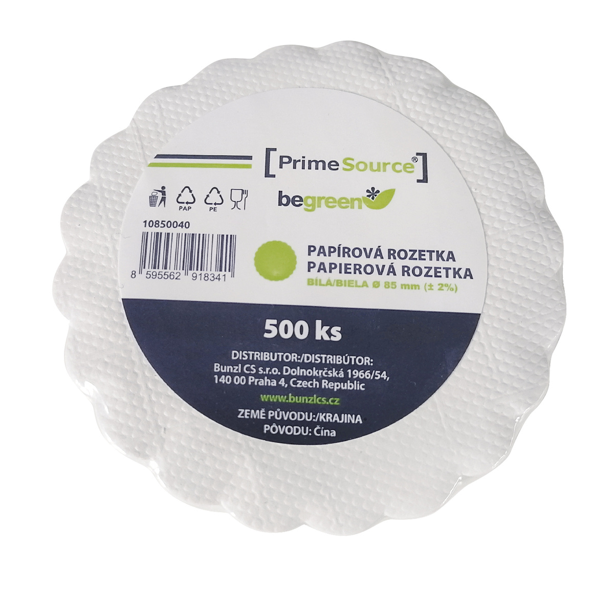 PrimeSource Rozetka bílá 8,5 cm 500 ks