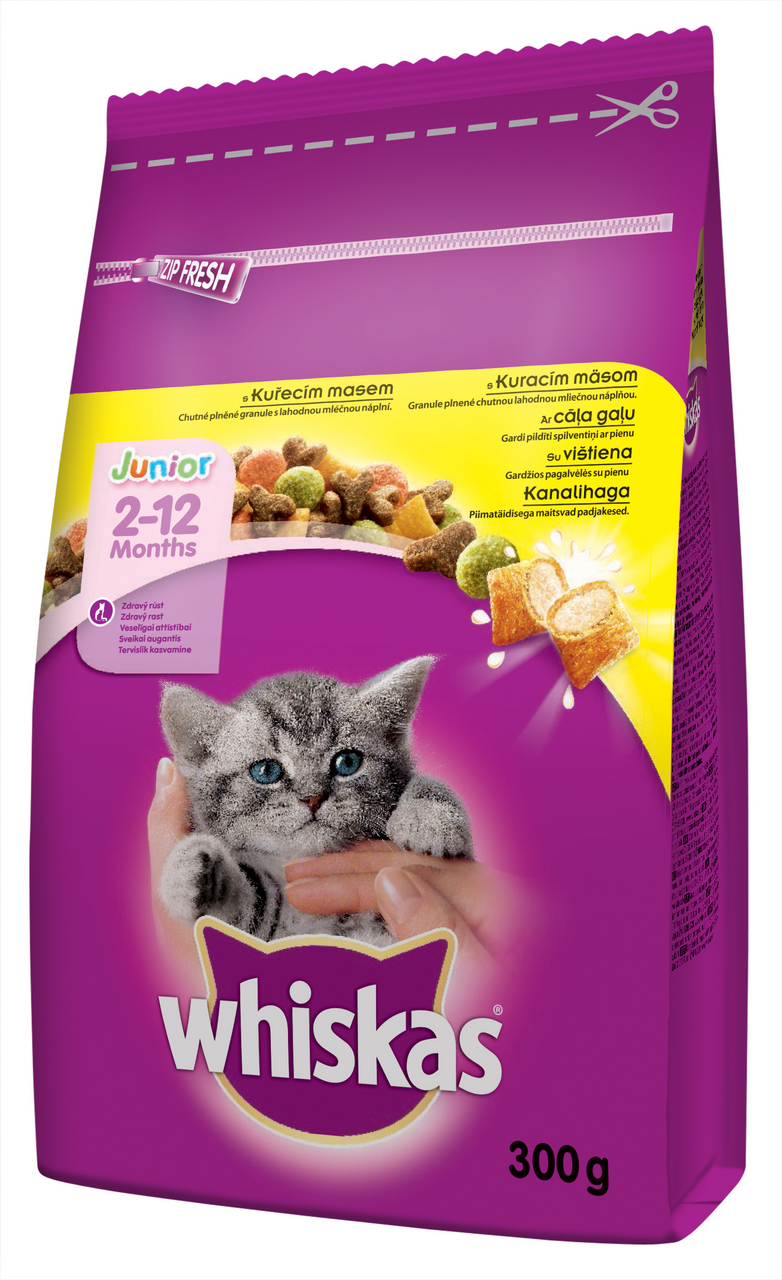 whiskas Junior Granule plněné mléčnou náplní s kuřecím pro kočky 300 g