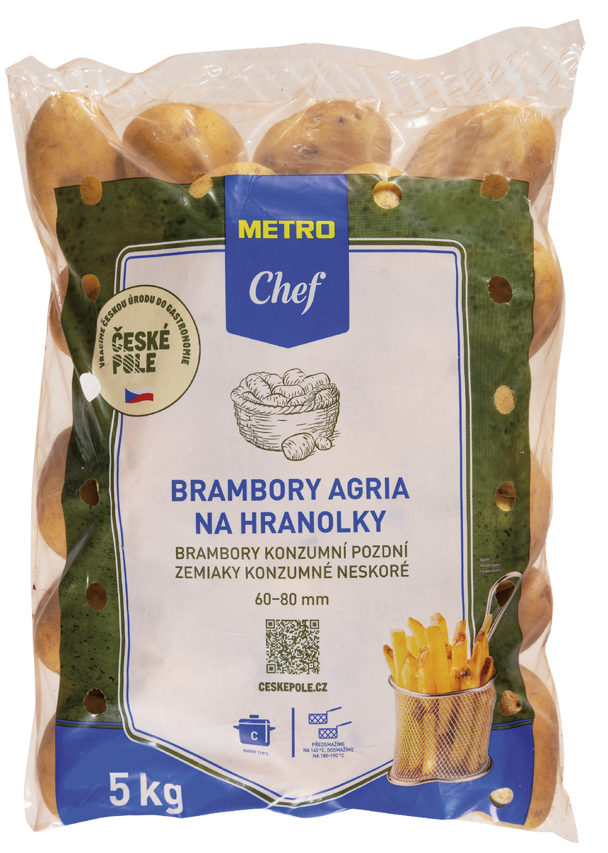 METRO Chef Brambory Agria prané na hranolky 60/80 CZ 5 kg