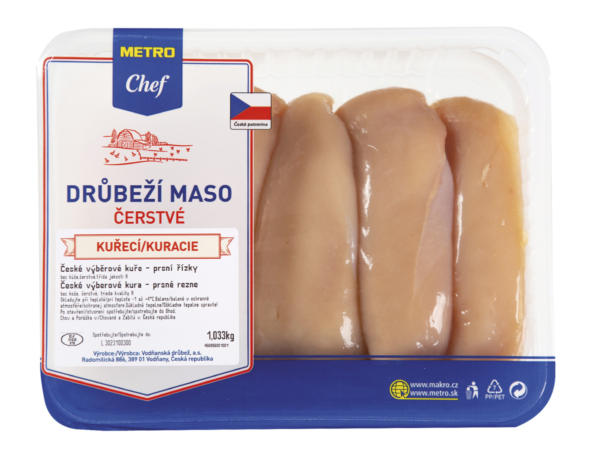 METRO Chef Výběrový kuřecí prsní řízek bez kůže ochranná atmos. chlaz. 1 kg