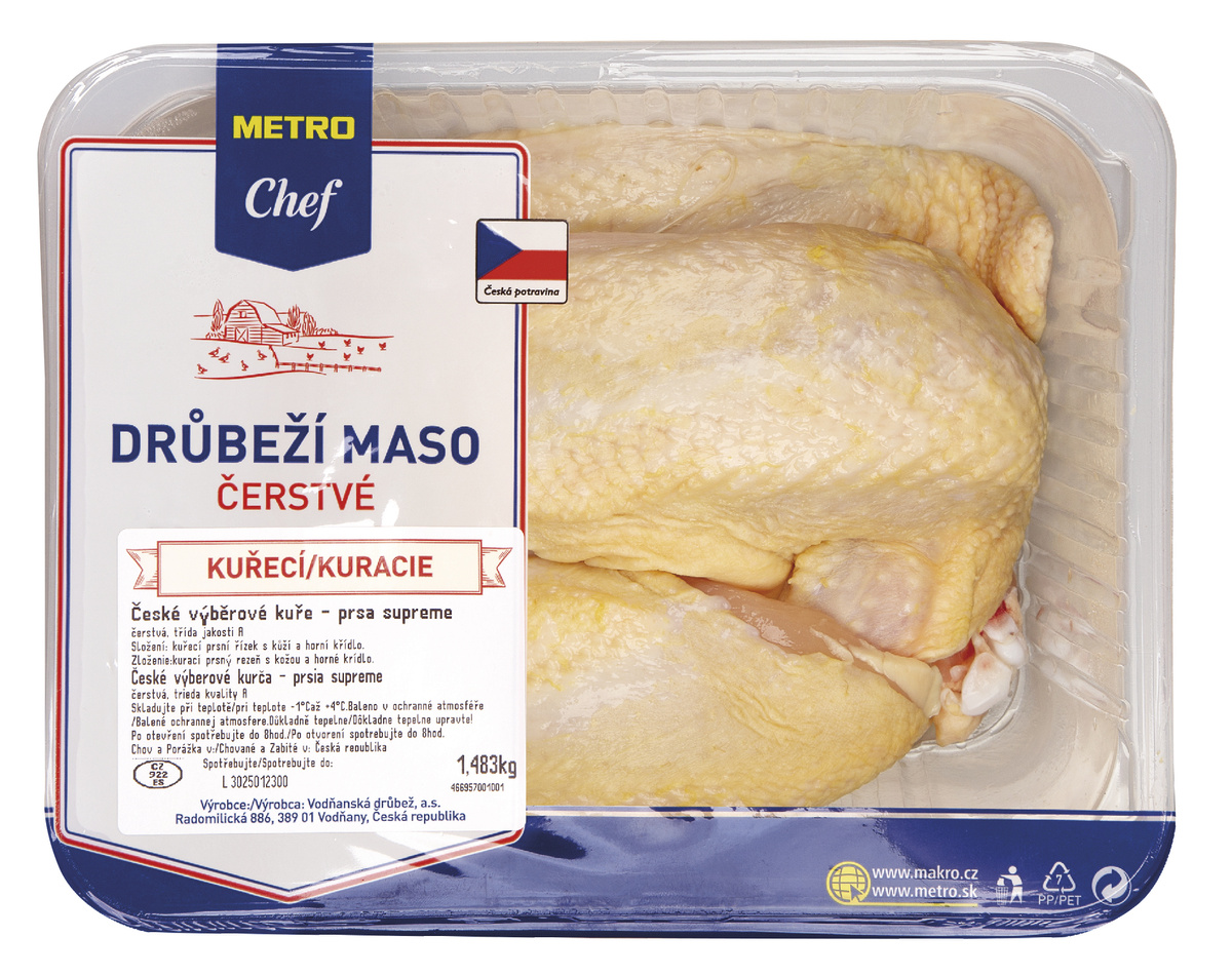 METRO Chef Česká výběrová kuřecí prsa Supreme ochranná atmos. chlaz. váž. cca 1,3 kg