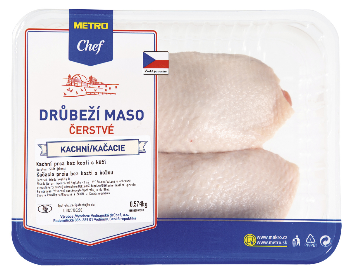 METRO Chef CZ Kachní prsa bez kosti s kůží chlaz. cca 600 g