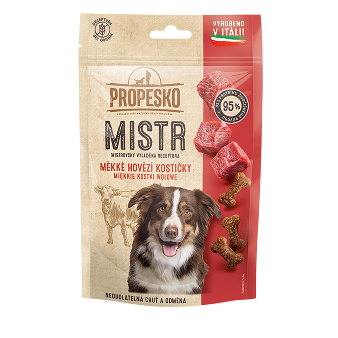PROPESKO Mistr Snack hovězí pamlsky pro psy 90 g