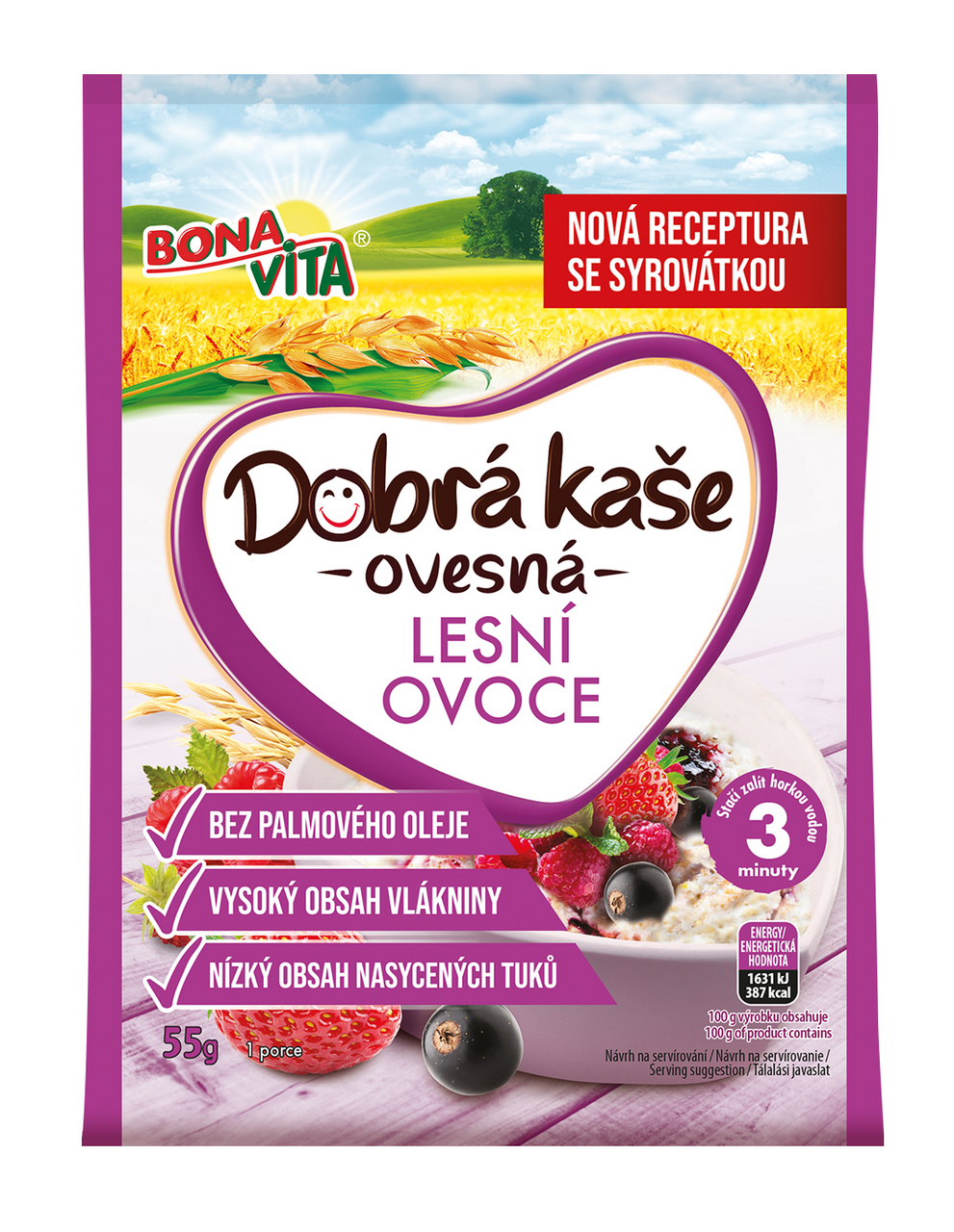 BONAVITA Dobrá kaše ovesná lesní ovoce 55 g