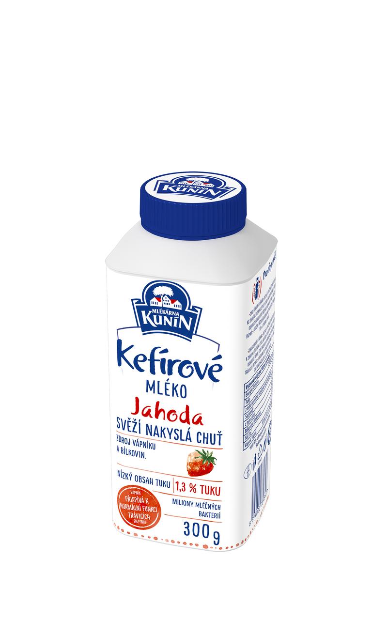 MLÉKÁRNA KUNÍN Mléko kefírové jahoda chlaz. 300 g