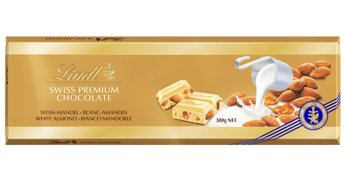 Lindt Čokoláda bílá s mandlemi 300 g