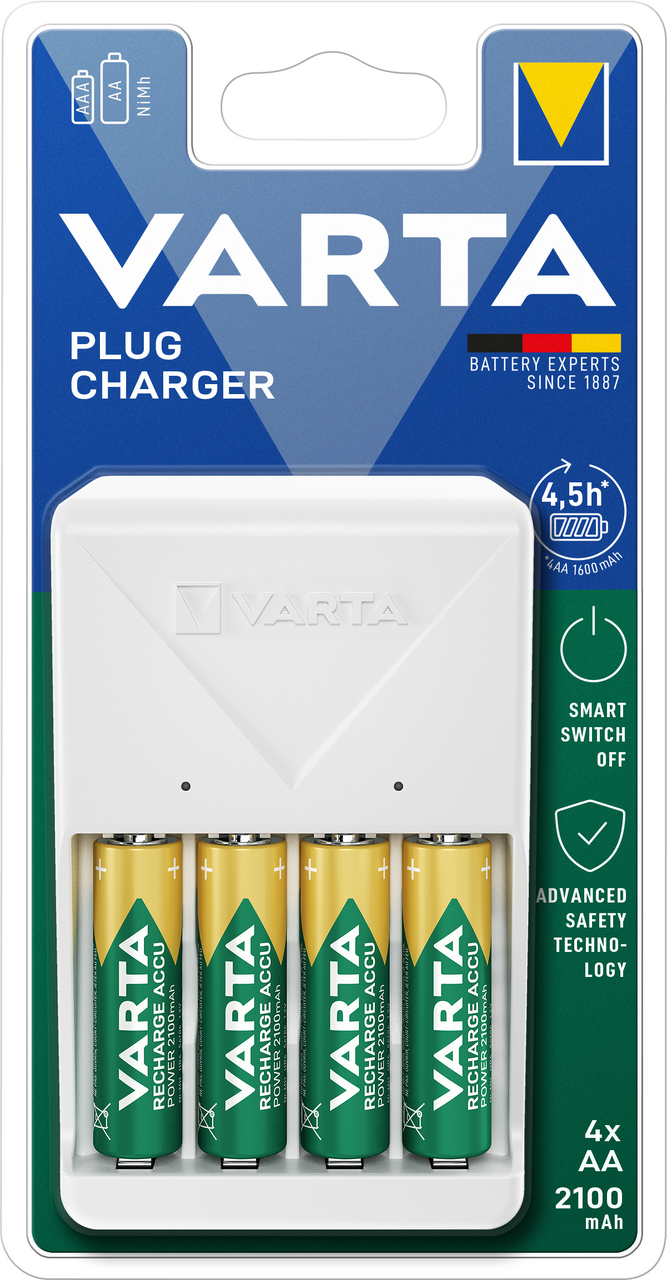 VARTA Plug Charger + 4x baterie AA tužková nabíjecí 56706 2100 mAh 1 ks