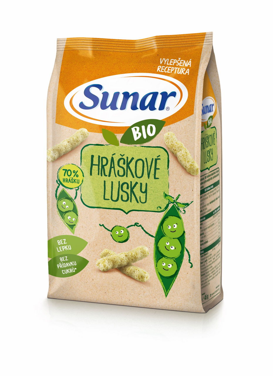 Sunar Křupky hráškové lusky BIO 12x 45 g