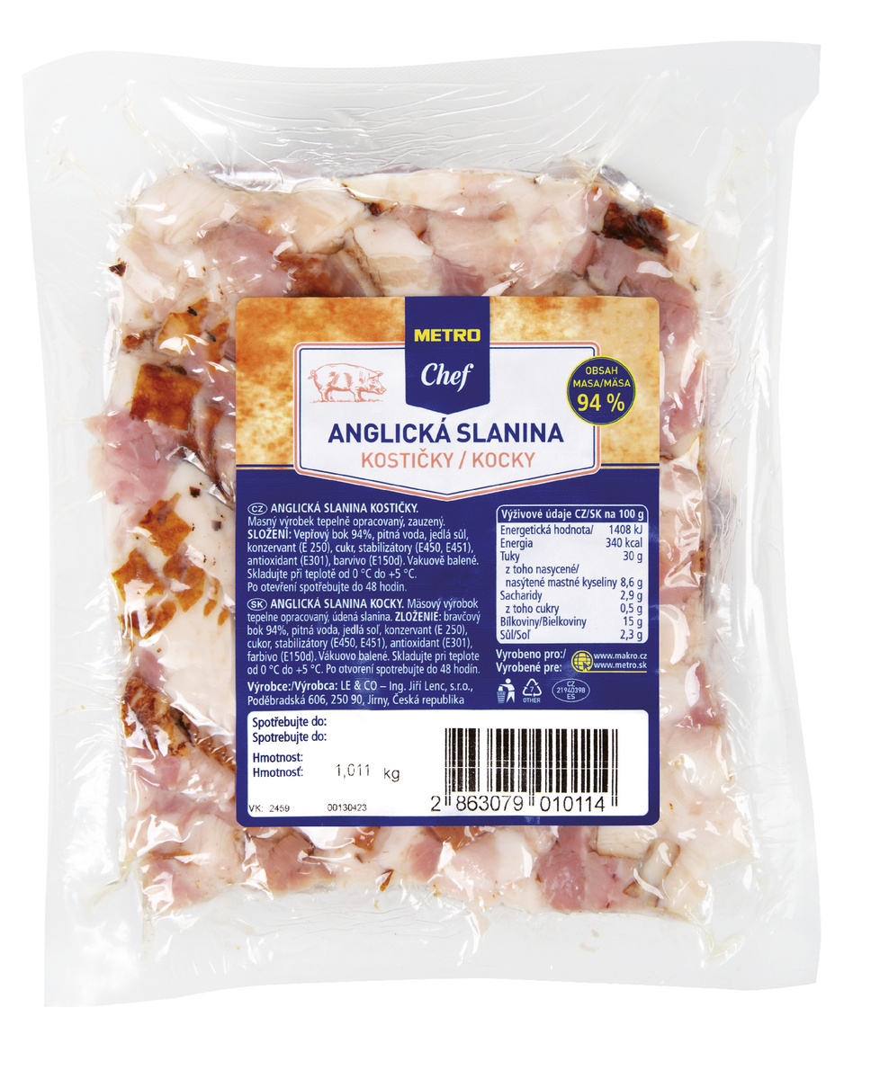 METRO Chef Anglická slanina kostičky chlaz. cca 1 kg