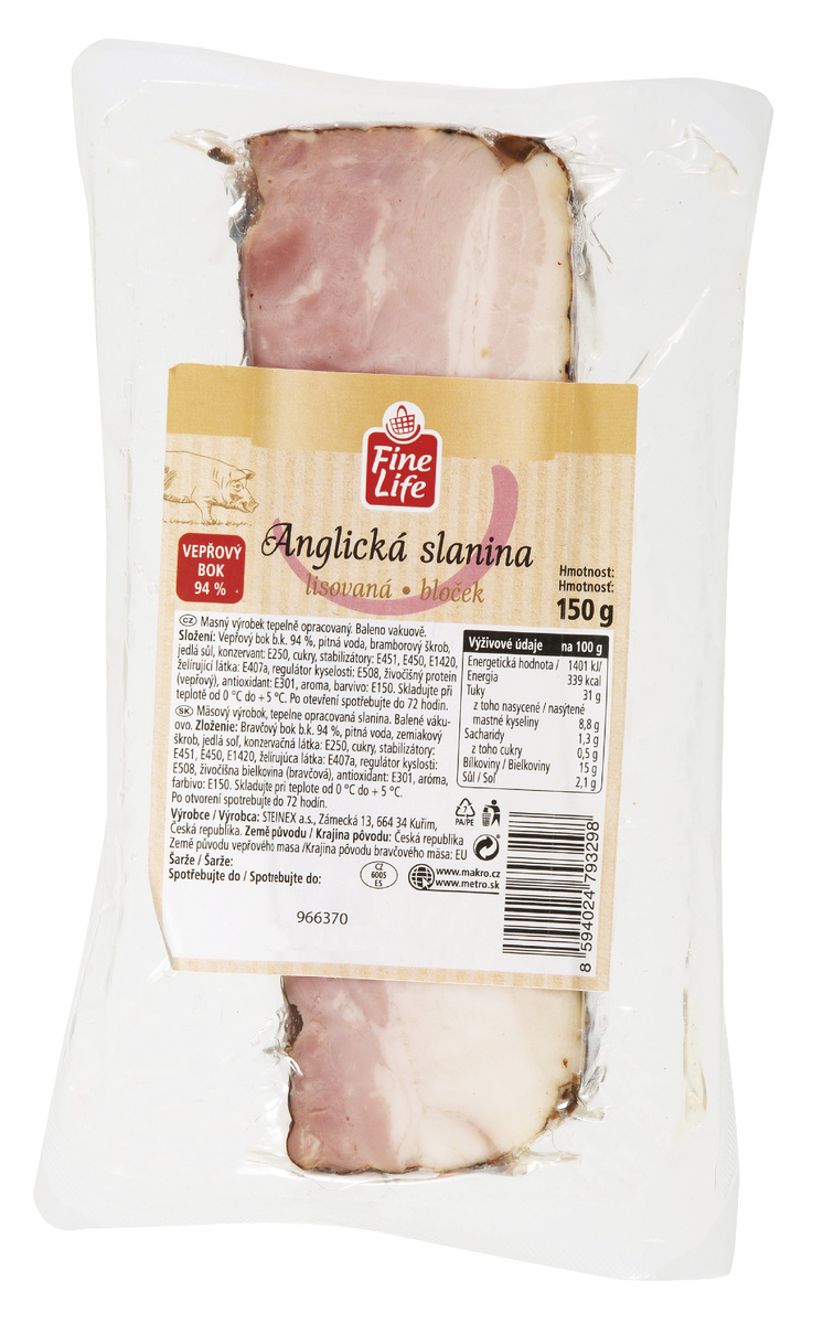 Fine Life Anglická slanina chlaz. 150 g bloček