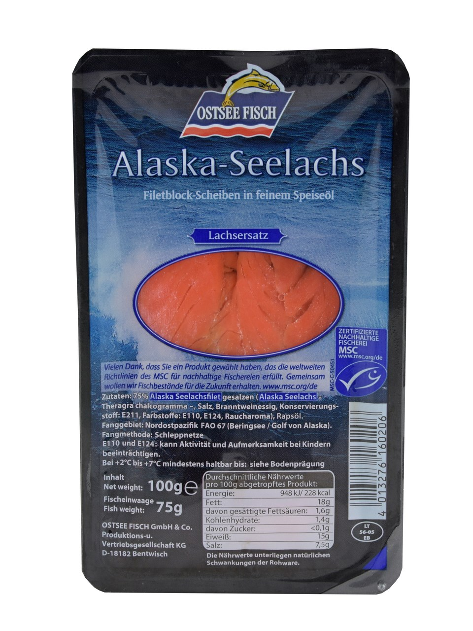 NEKTON Treska alá losos plátky (pevný podíl 75 g) chlaz. 100 g