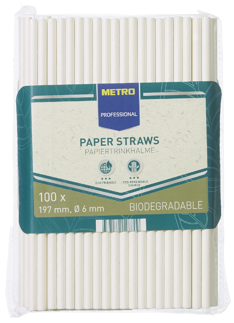 METRO PROFESSIONAL Brčka papírová 6 x 197 mm bílá 100 ks