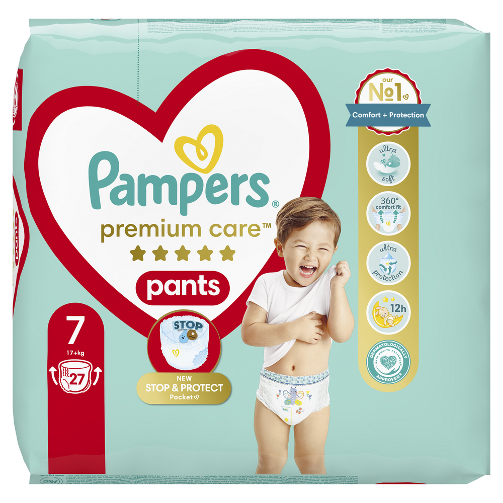 Pampers Premium Care Pants Plenkové kalhotky velikost 7 27 ks