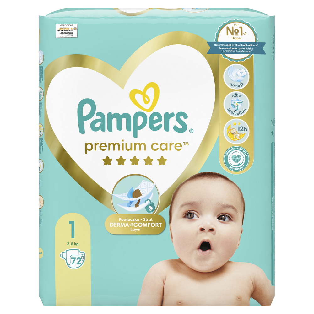 Pampers Premium Care Newborn Plenky velikost 1 72 ks