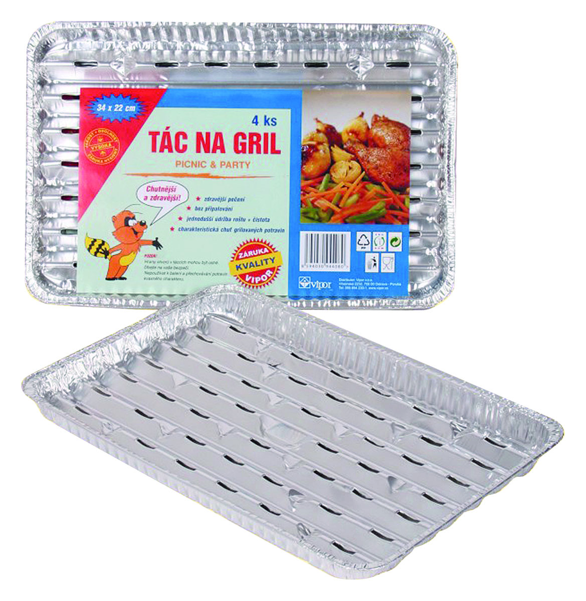 Tác na gril 22 x 34 cm 4 ks