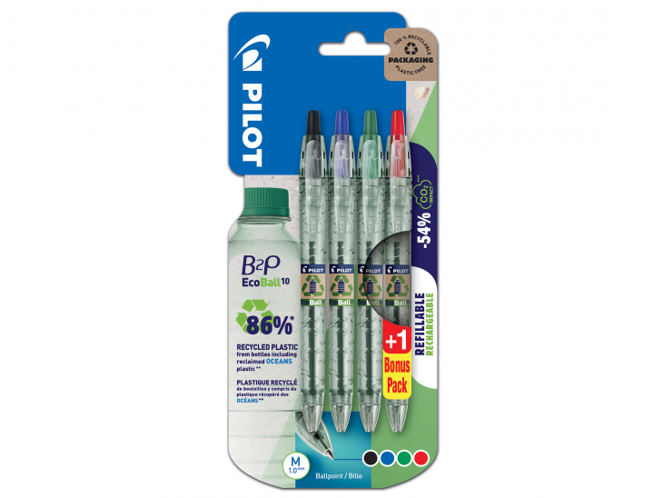 PILOT EcoBall modré, černé, červené, zelené 4 ks