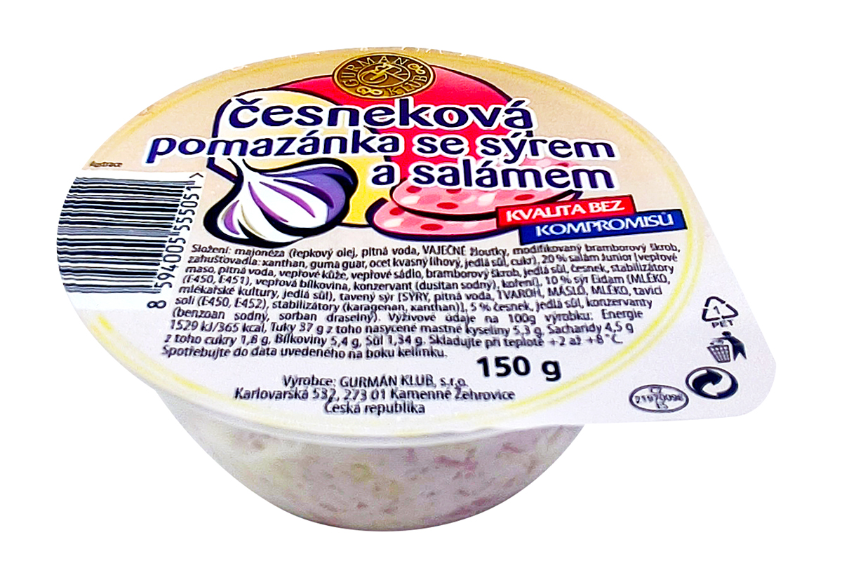 GURMÁN KLUB Pomazánka Česneková sýr salám chlaz. 150 g
