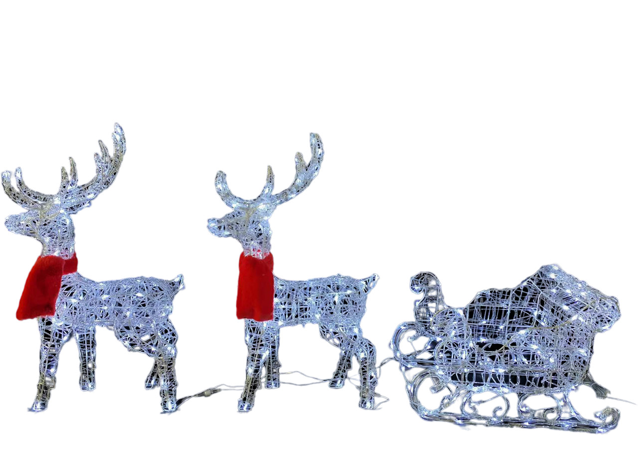 Tarrington House Saně se soby akrylové 35/ 72 cm, 240 LED 1 ks