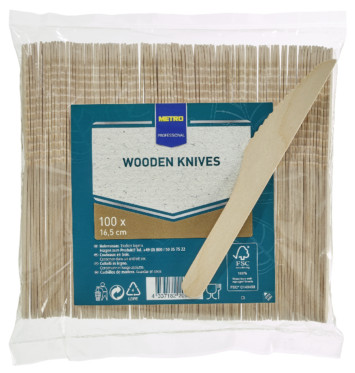 METRO PROFESSIONAL Nůž 16,5 cm dřevěná 100 ks