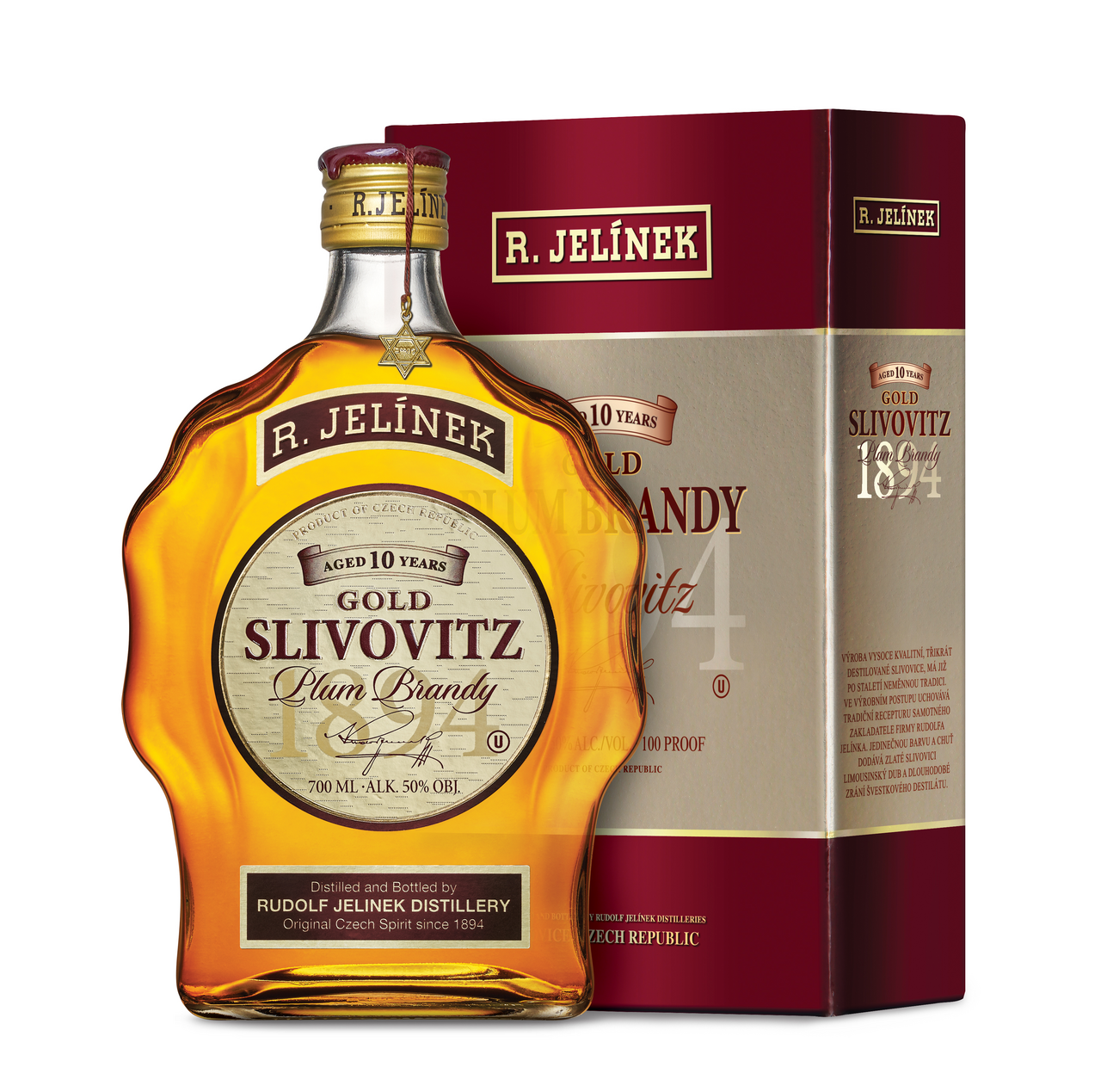 R. JELÍNEK Kosher Slivovice zlatá 10 yo 50 % 700 ml