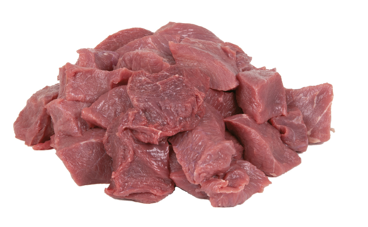 Libové kostky hovězí ořech 5 x 5 cm volně ložené chlaz. váž. cca 8 kg vlastní výroba