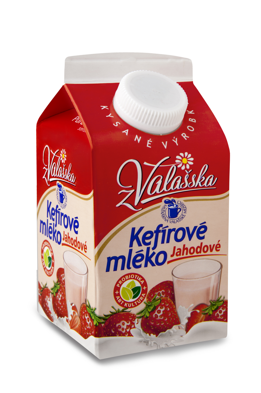 MLÉKÁRNA VALAŠSKÉ MEZIŘÍČÍ Mléko kefírové jahoda chlaz. 450 g