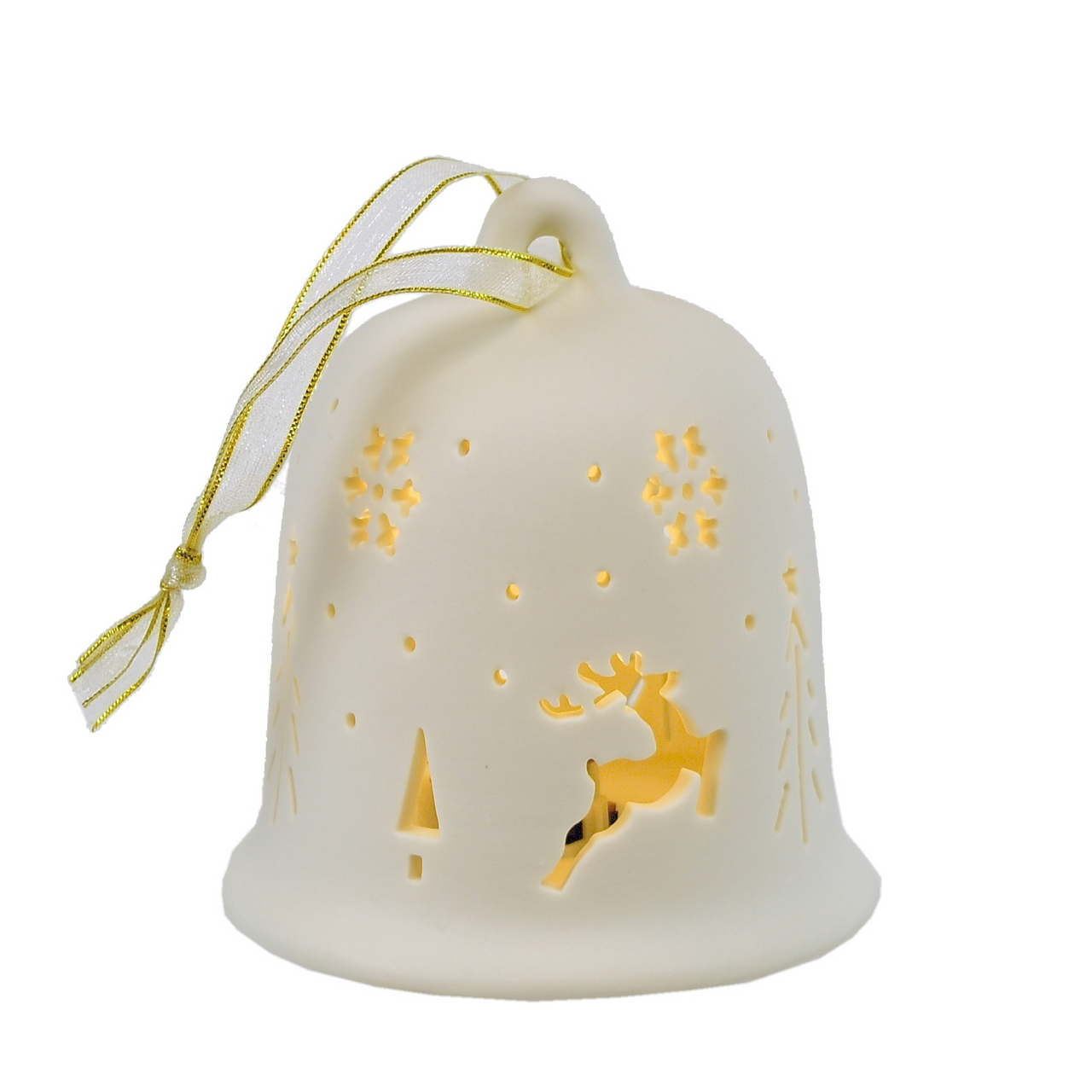 Zvonek porcelánový bílý s LED 1 ks