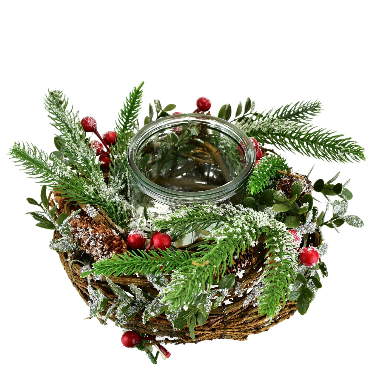 Svícen zasněžený s bobulemi 1 ks