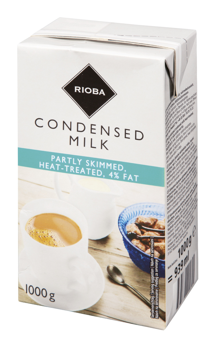 RIOBA Mléko kondenzované 4 % 1 kg UHT