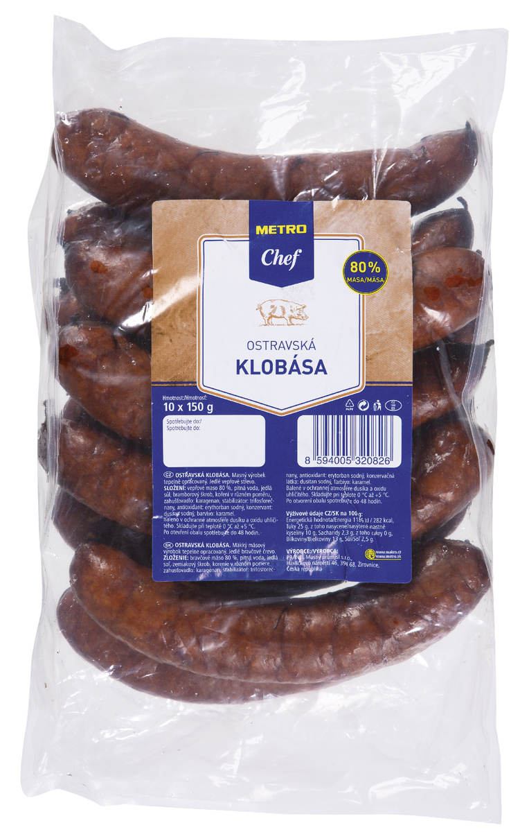 METRO Chef Klobása ostravská chlaz. 10 x 150 g