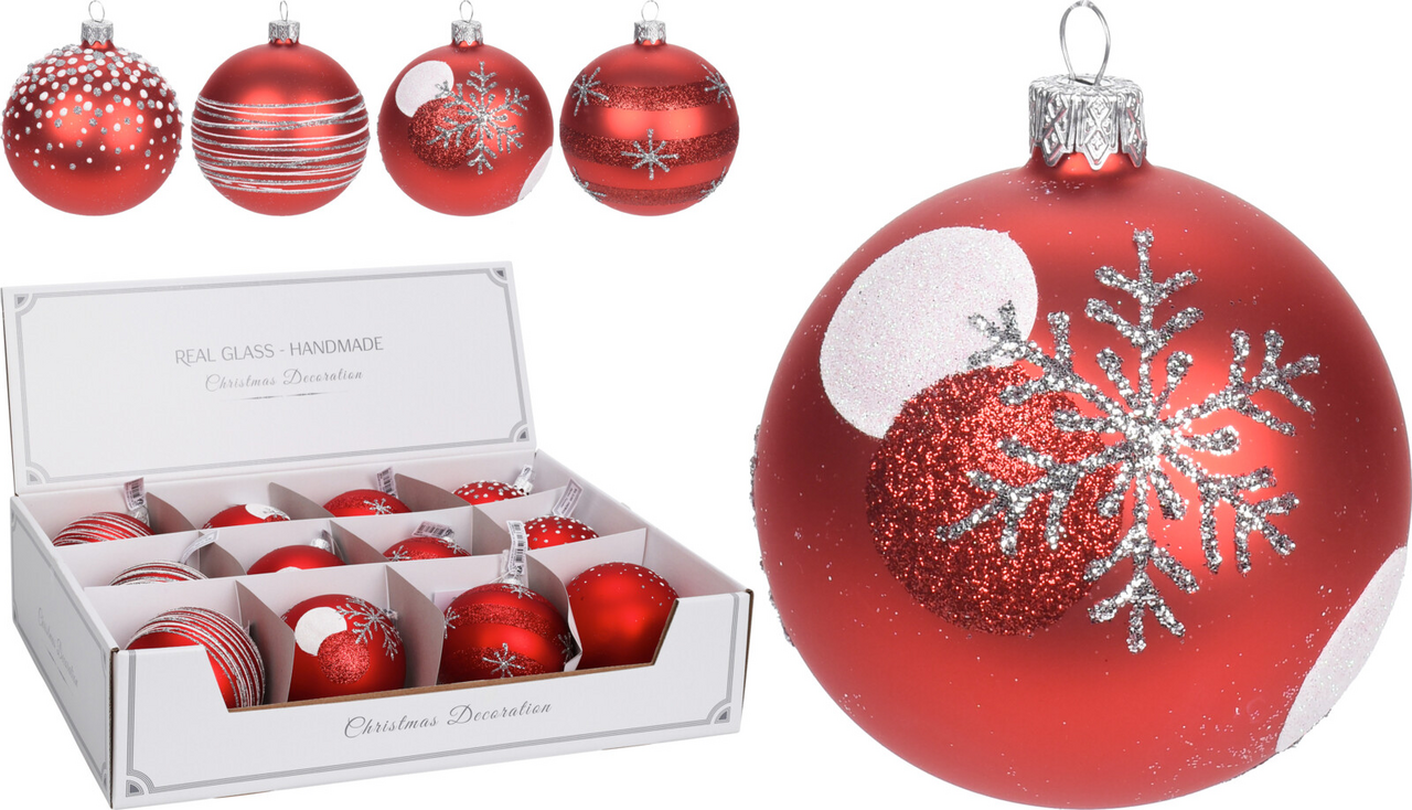 Vánoční skleněná koule 8 cm červená 1 ks