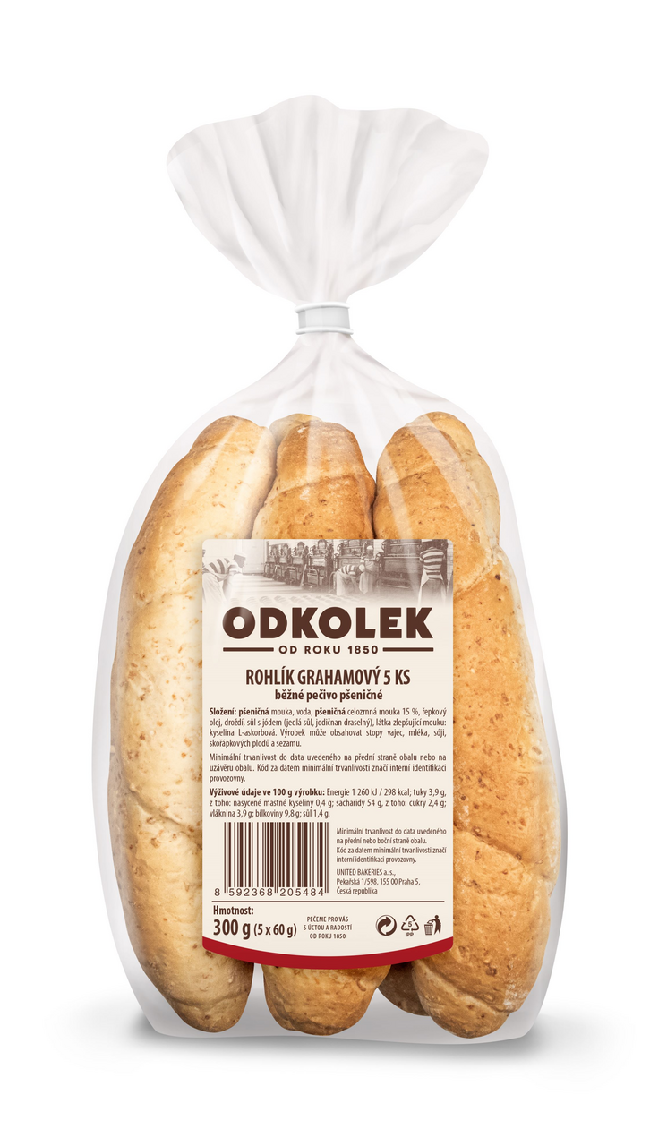 Delta Rohlík grahamový 5 x 60 g