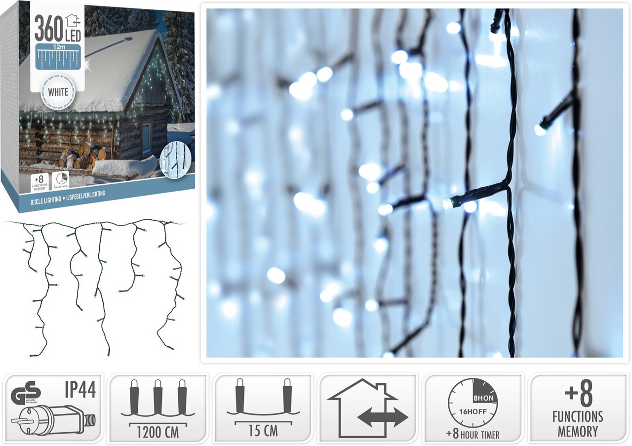 LED Řetěz 360xLED ledová bílá 1 ks