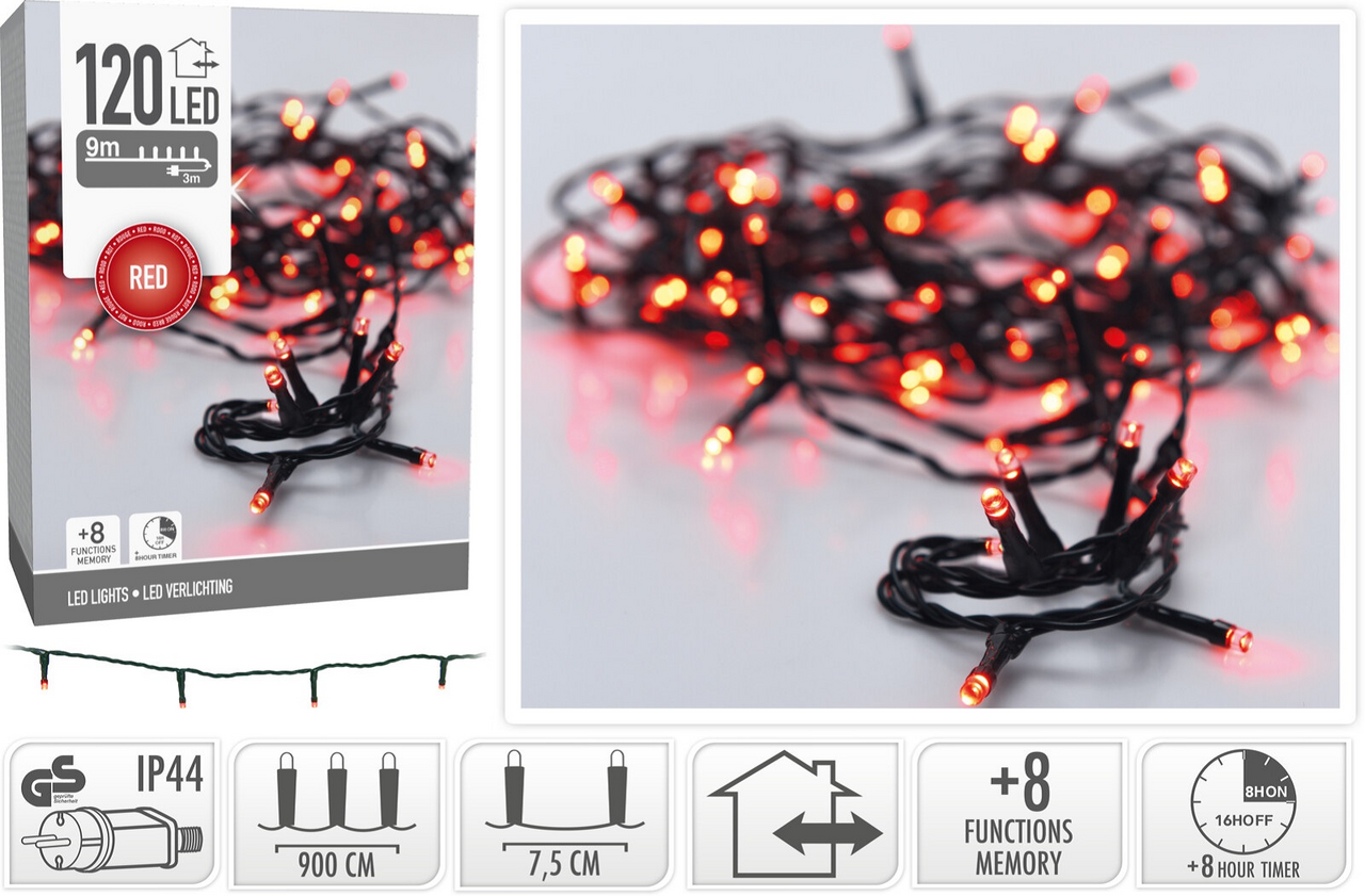 LED Řetěz 120xLED červená 1 ks