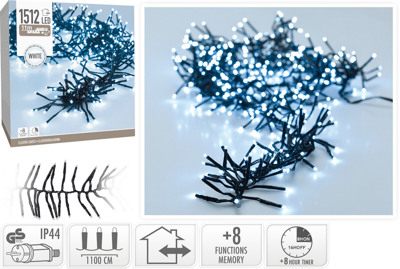 LED Řetěz 1512xLED ledová bílá 1 ks