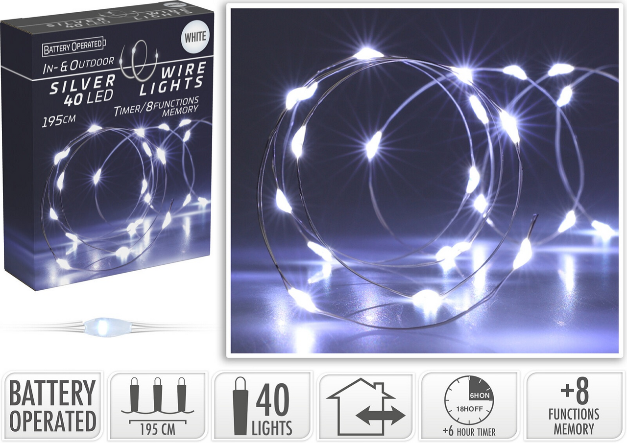 LED Řetěz 40xLED ledová bílá 1 ks
