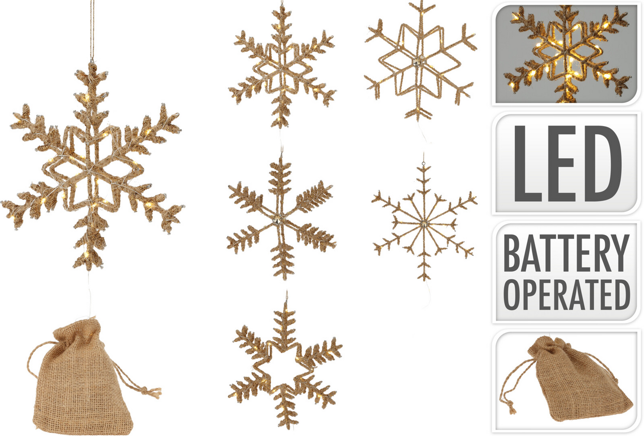 Dekorační závěs s vločky LED stříbrný 1 ks