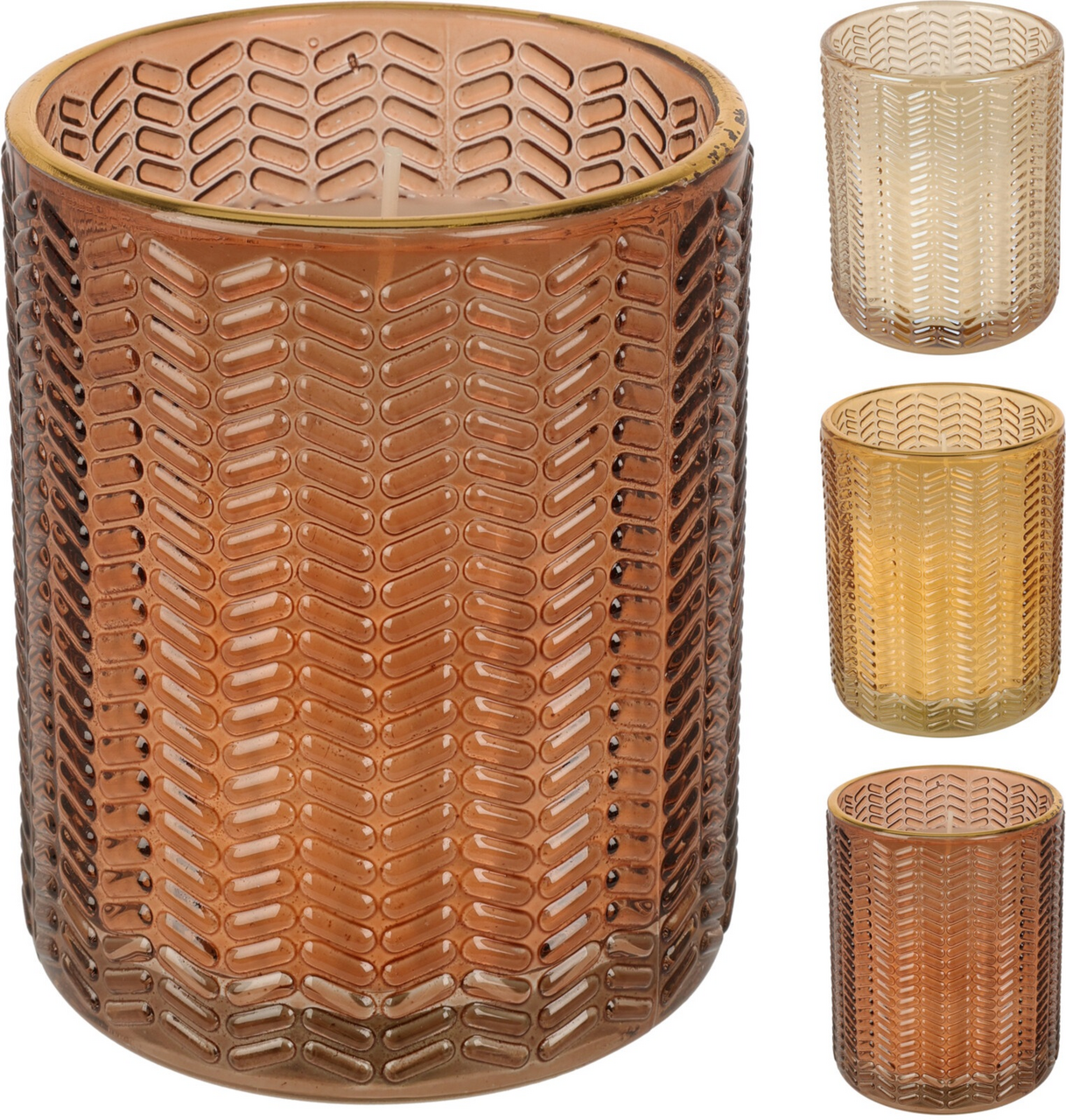 Svíčka ve skle zlatá 12 cm 3ASS 1 ks