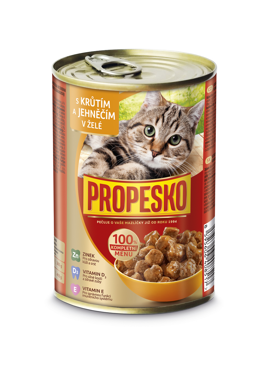 PROPESKO Konzerva pro kočky s krůtím a jehněčím 415 g