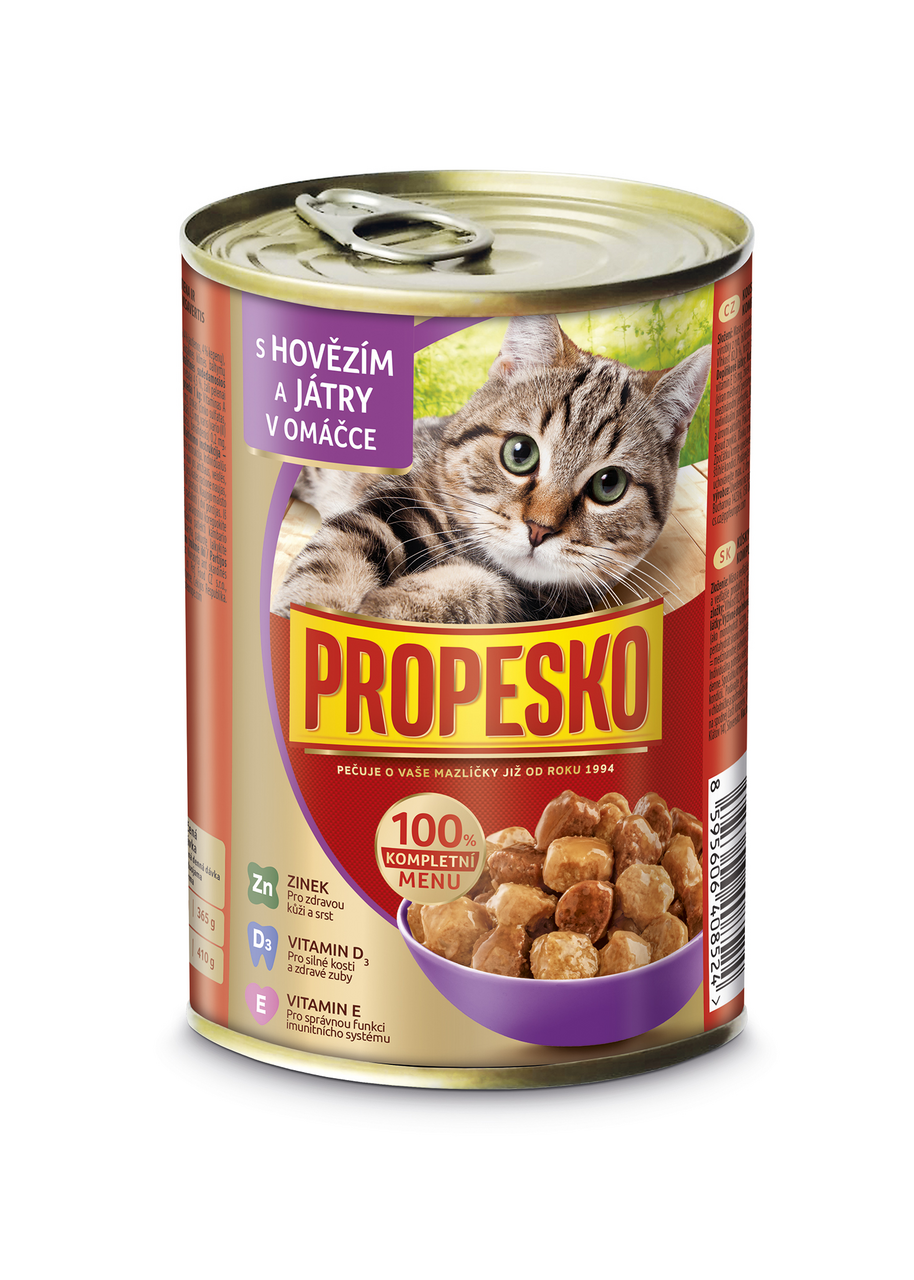 PROPESKO Kozerva pro kočky hovězí s játry 415 g